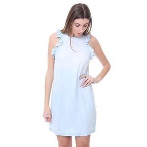 Anthropologie Cloth & Stone Chambray Bella Dahl Sleeveless Ruffle Dress Medium